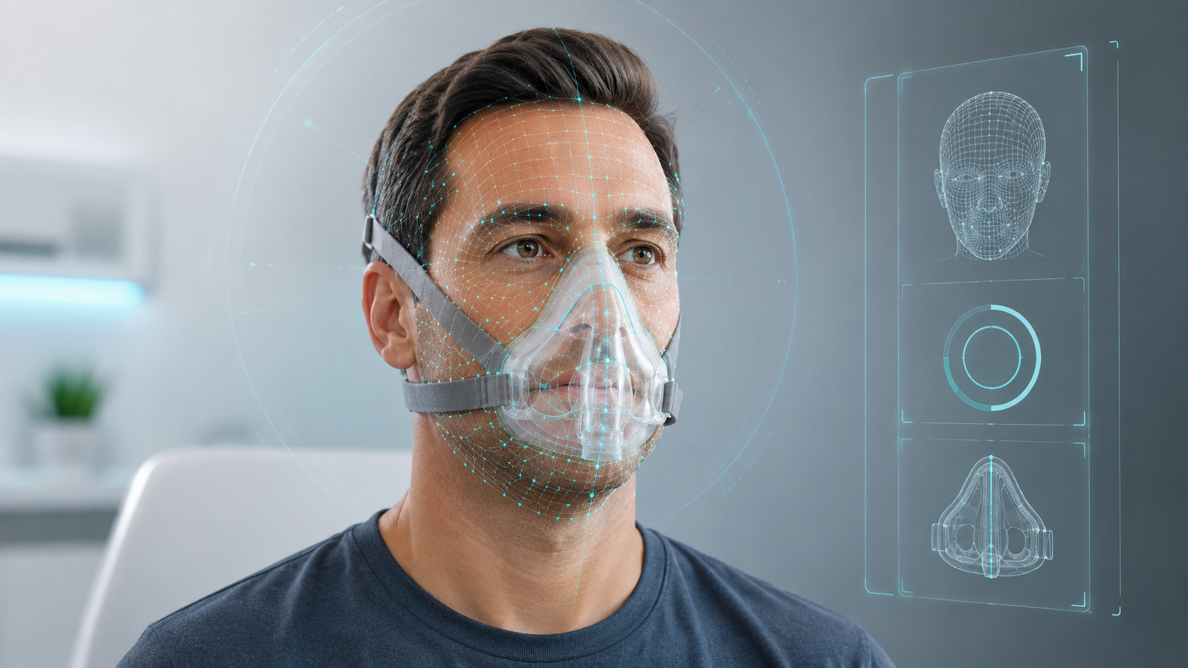 Standard full face CPAP mask covering the nose and mouth