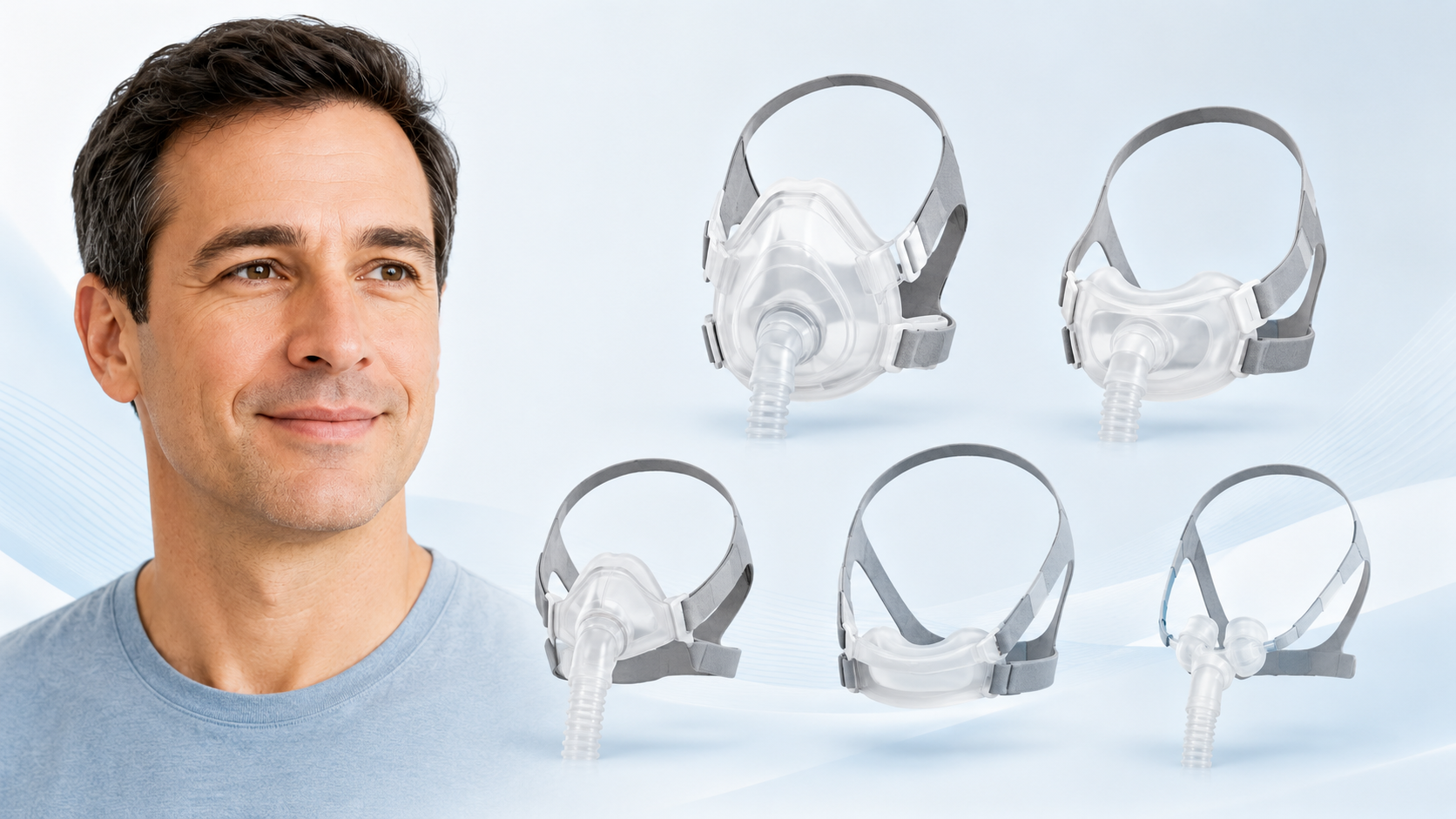 Standard full face CPAP mask covering the nose and mouth