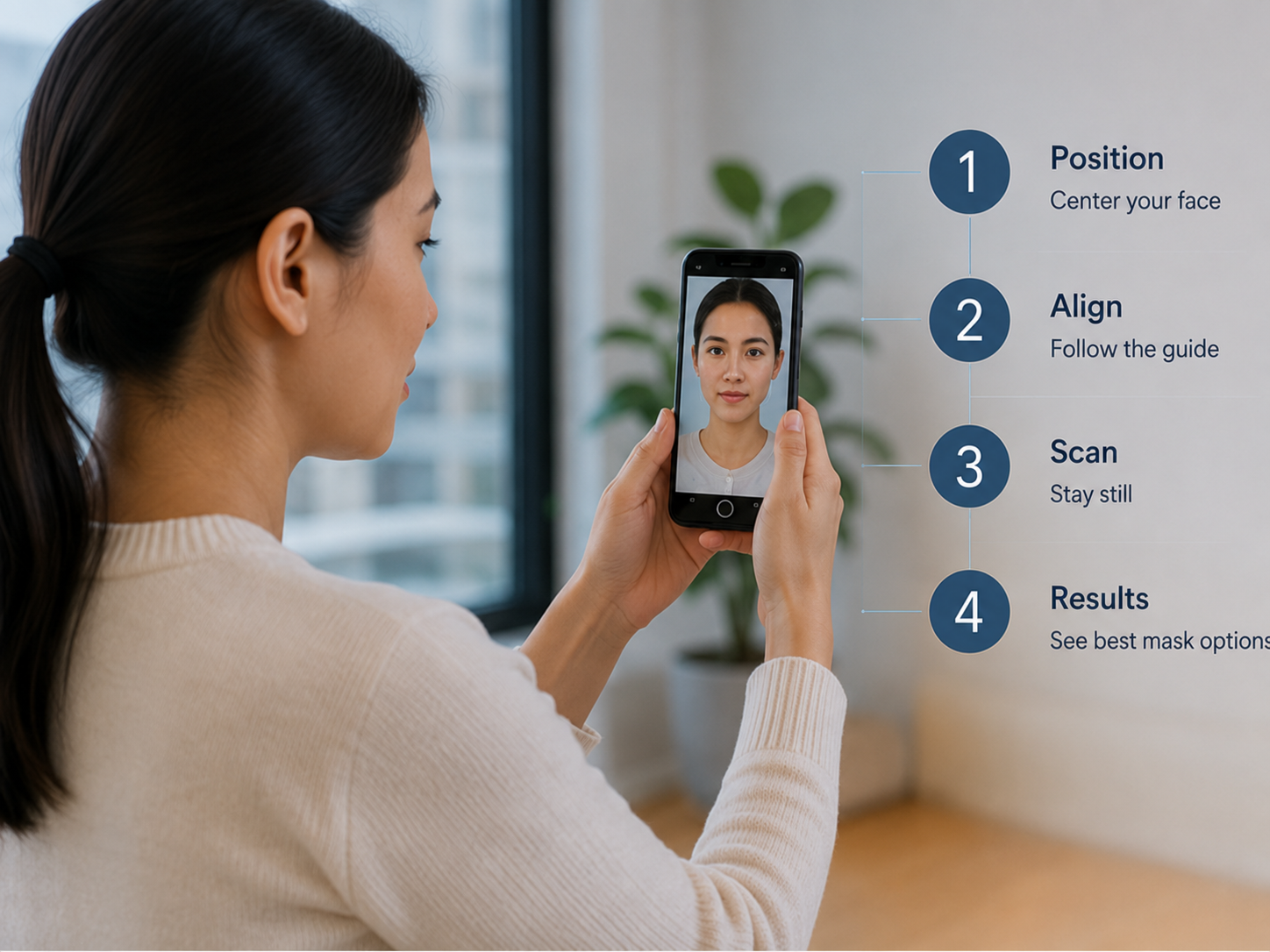 Patient completing a guided browser-based MaskFit AR face scan